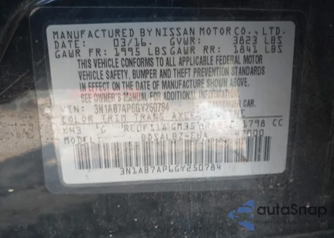 2016 Nissan Sentra S from USA, damaged, VIN 3N1AB7AP6GY250784